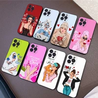 fashion beautiful girl pattern phone case silicone soft for iphone 14 13 12 11 pro mini xs max 8 7 6 plus x xs xr cover