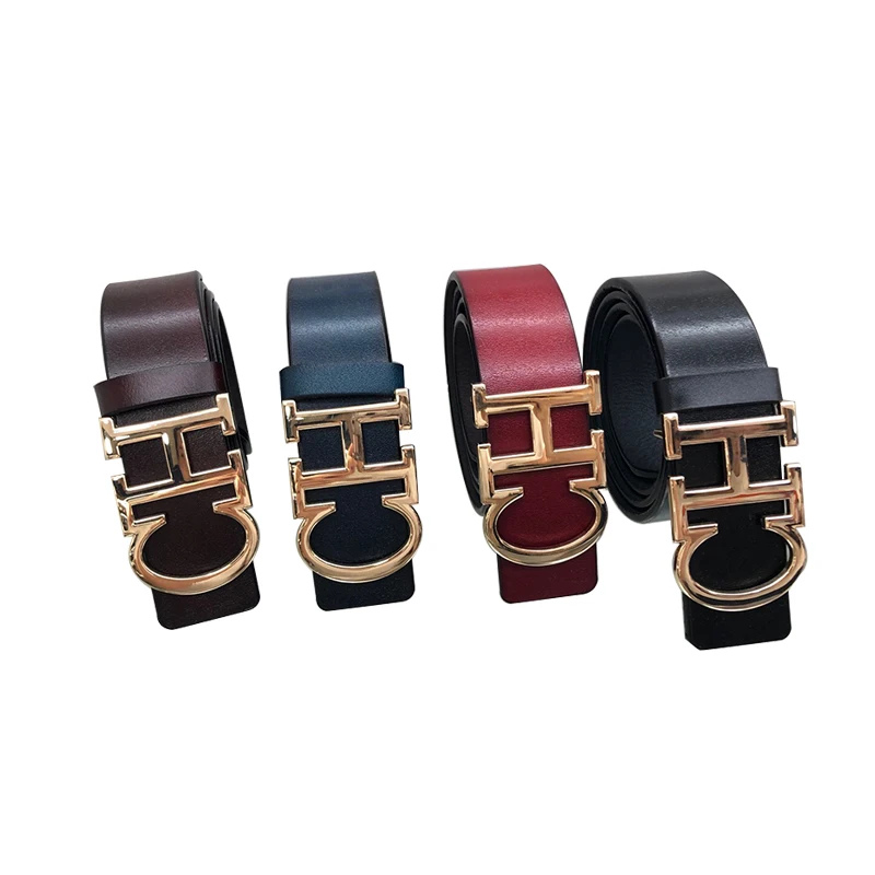 

Fashion Split Leather Women Belt Gold Alloy Letters Buckle 4.0cm Wide Jeans Para Mujer