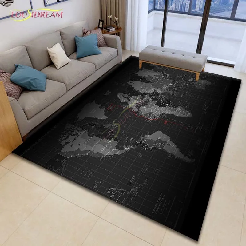 

World map Pattern Carpet Anti-Skid Area Floor Mat Rug Non-slip Mat Dining Room Living Room Soft Bedroom Carpet