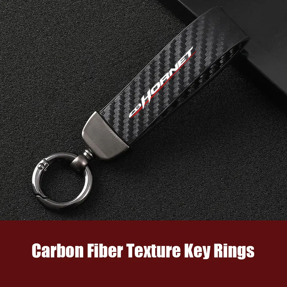 

For Honda CB HORNET Motorcycle Spare Carbon Fiber Leather Striped Auto Key Rings Rope Strap Car Keyrings Styling Accessories