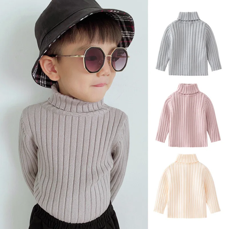 Купи LZH 2022 New Autumn Winter Children Clothes Girl Long Sleeves Solid Turtleneck Sweaters For Girl Knit Sweater Boy Pullover 1-6Y за 666 рублей в магазине AliExpress