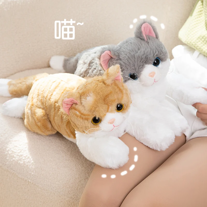 

Милая плюшевая игрушка-кошка, имитация лежащего животного, мягкая Набивная игрушка, Реалистичная подушка для котят, домашний магазин, декор для девочек, детские подарки