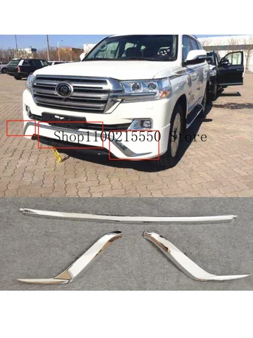 Сменные хромированные накладки на передний бампер для Toyota Land Cruiser LC200 2016-2020