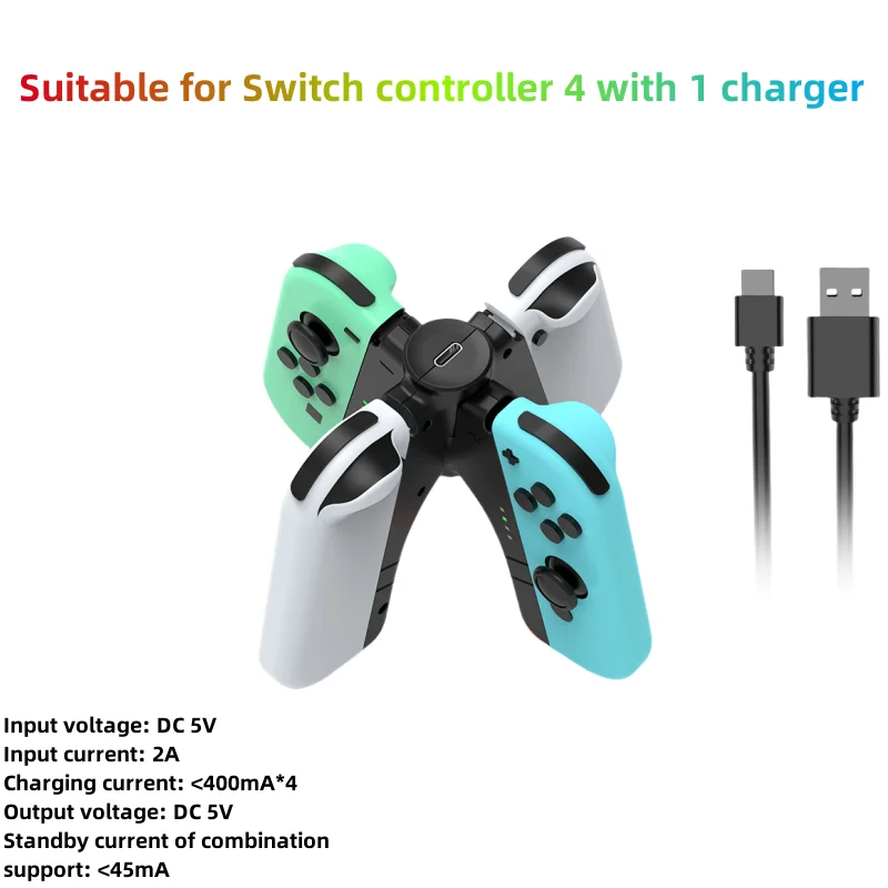 Зарядное Устройство SwitchOLED 4-в-1 Со Съемным Держателем JoyCon С Левой И Правой Ручкой