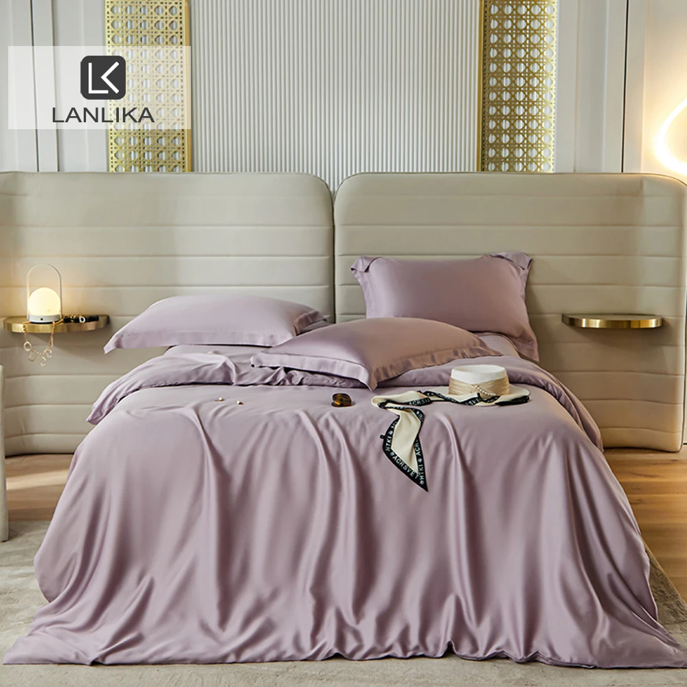 

Lanlika Summer Purple Women 100% Silk Duvet Cover Pillow Case Bed Sheet Quilt Cover Set Bedding Linen King Queen Fitted Sheet