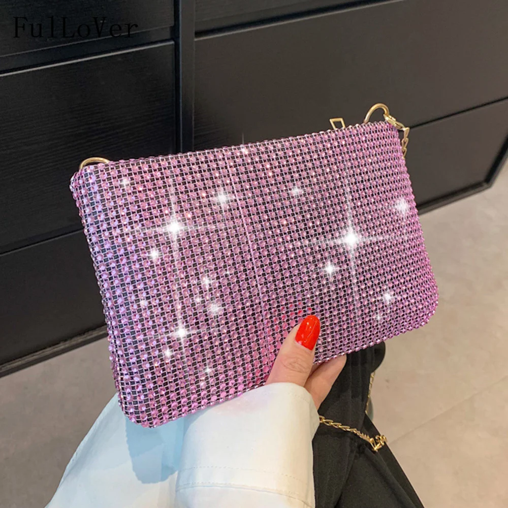 

Popular Women Shoulder Bags 2023 Full Of Diamonds Oblique Crossbag Bags Horizontal Square Chain Famous Brand Bags