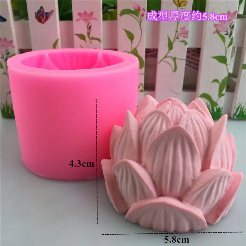

Aromatherapy Candle Silicone Mold 3D Lotus Flower Shape Soap Silicone Mould DIY Peony Handmade Soap Model Plaster Mold Silicone
