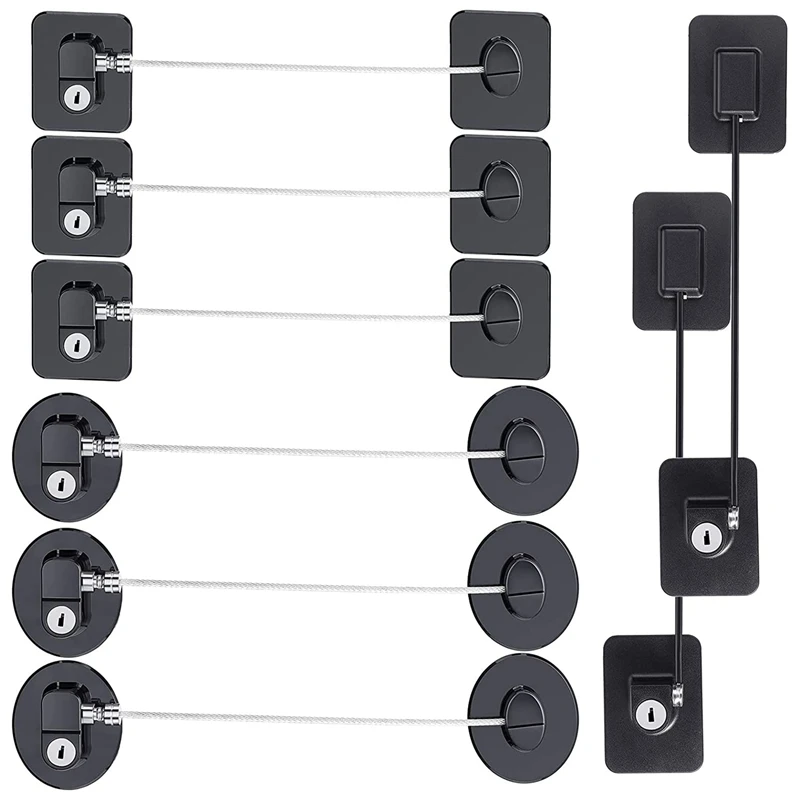 

8 Pieces Refrigerator Lock With 10 Keys, Fridge Lock, Freezer Door Lock And Child Safety Cabinet Locks