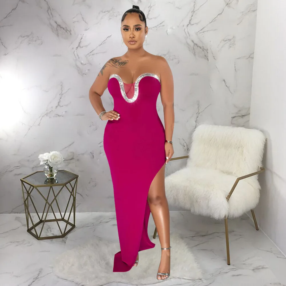 

Leosd Сексуальное Лоскутное облегающее длинное женское платье с разрезом без бретелек облегающее длинное платье для ночного клуба 2023 платья