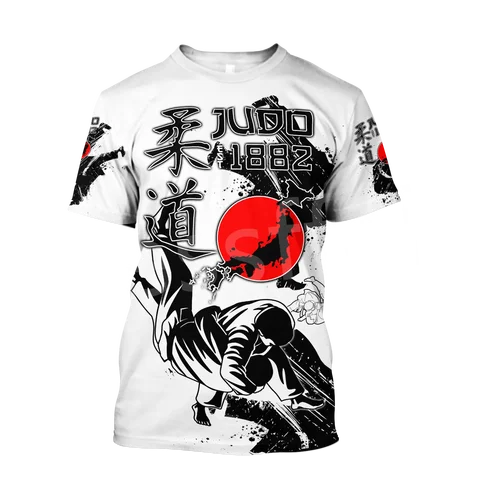 New Summer Fashion Men's Judo 3D Printed T-shirt Short Sleeve Street Leisure Sports Fitness Military Art Oversized Round Neck O