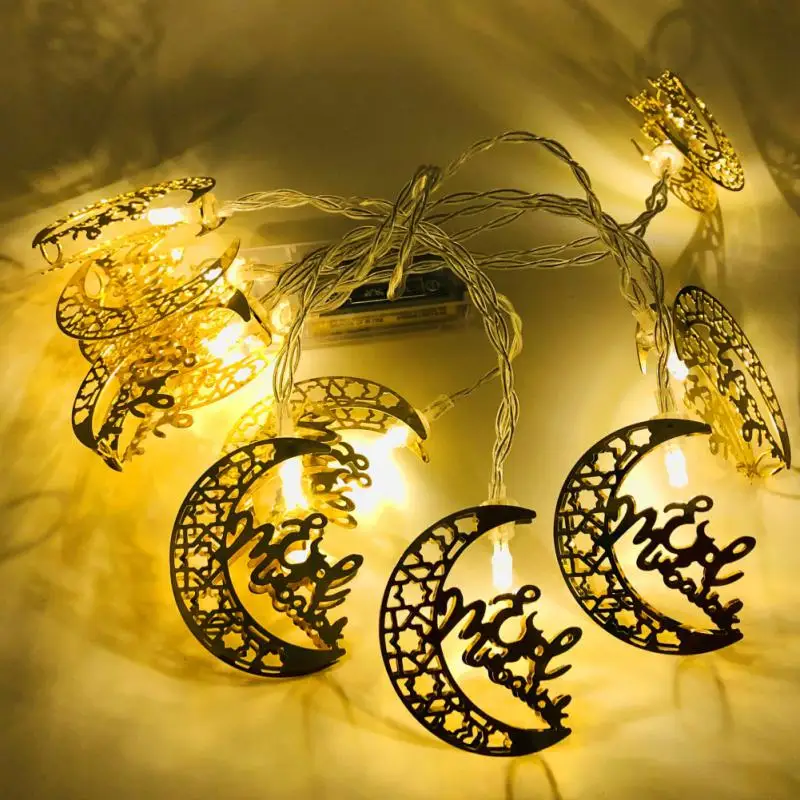 

Eid Mubarak Moon Star 1.65M LED String Lights Ramadan Kareem Iron Art Decoration Islamic Muslim Home Festival Party Supplies