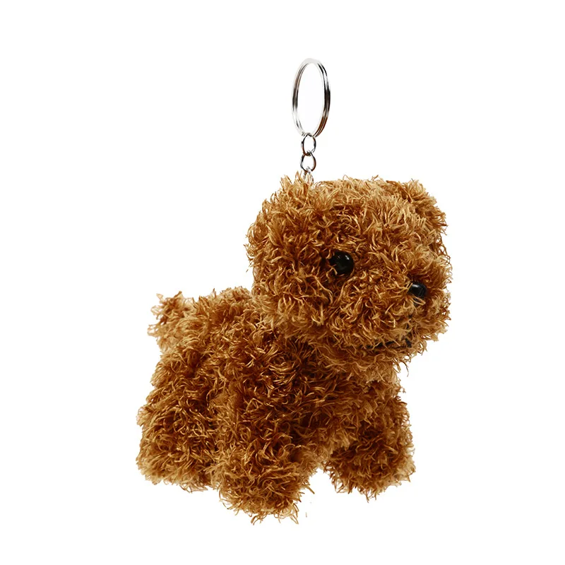 

2022 NEW 12 cm Simulation Dog Poodle Suffed Plush Toys Animal Doll Key Chain Ring Pendant cute Plush Toys for birthday present
