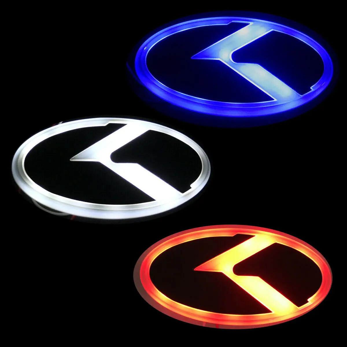

3D красный/белый/синий светодиодный фонарь K логотип передняя решетка радиатора капота задний багажник эмблема значок для Kia K2 K3 K5 Sportage R Forte ...