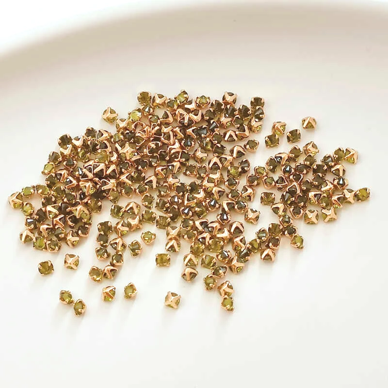 10 шт. 14-каратное медное золото одинарный коготь мини-цвет цирконий бриллиант 3 мм