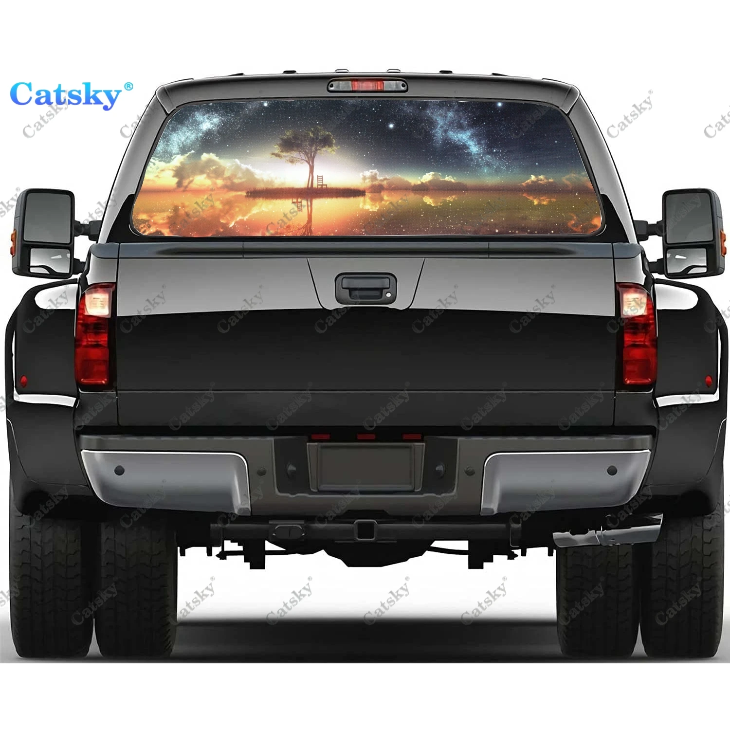 

Anime Landscape Window Decal Sticker Graphic PVC Decorative Truck Sticker Perforated Vinyl Universal Sticker