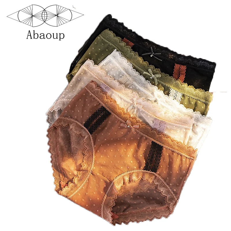 4 шт. женские прозрачные кружевные трусики со средней посадкой |