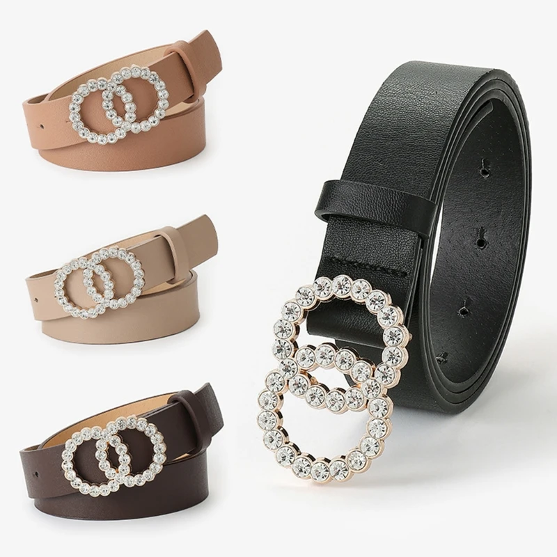 Shaping Girdle Double Ring Rhinestone Belt for Jeans Belts For Women Dresses DXAA