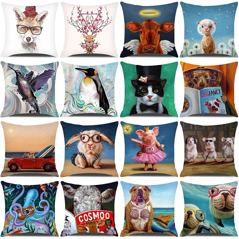 

Funny Animals Printed 45x45cm Kids Room Decorative Pillow Cases Home Decor Cushion Cover for Sofa Seat Chair Car