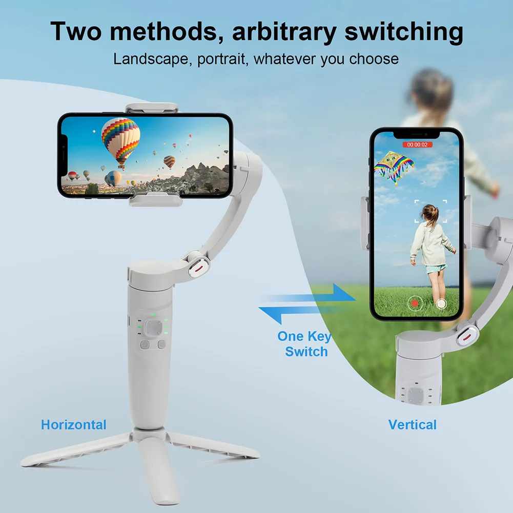 

Handheld Gimbal 360 Degree Automatic Tracking Gimbal Stabilizer Portable Supplies 2200mAh FPV Mode for Phone Holder Video Record