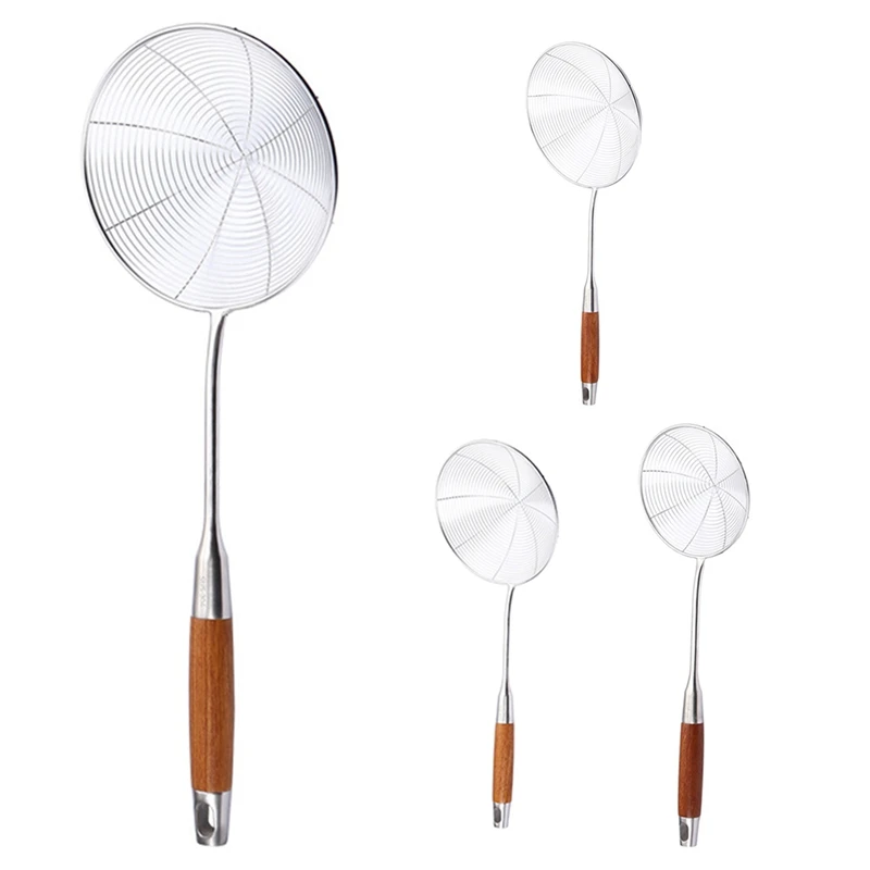 

LUDA 304 Stainless Steel Drain Spoon Kitchen Noodle Spoon Deep-Fried Strainer Colander Thick Rosewood Handle Strainer