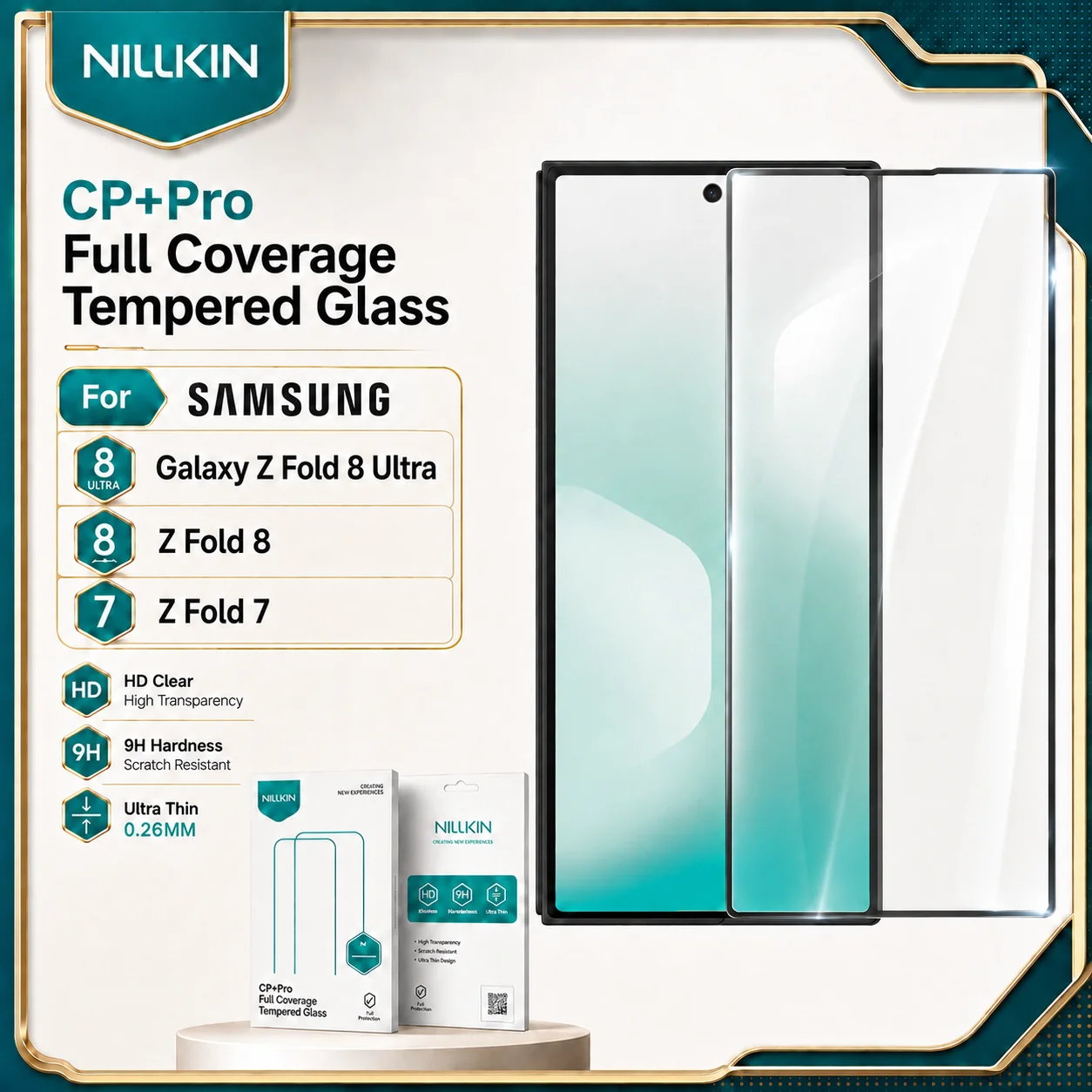 Фото Закаленное стекло NILLKIN для Samsung Galaxy Z Fold 8 Ultra 7 6 Fold8, ультратонкая пленка 2.5D, поддержка разблокировки по отпечатку пальца FM5002 №1