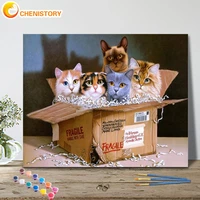 chenistory paint by number cat in carton drawing on canvas handpainted painting art gift diy pictures by number animal kits home