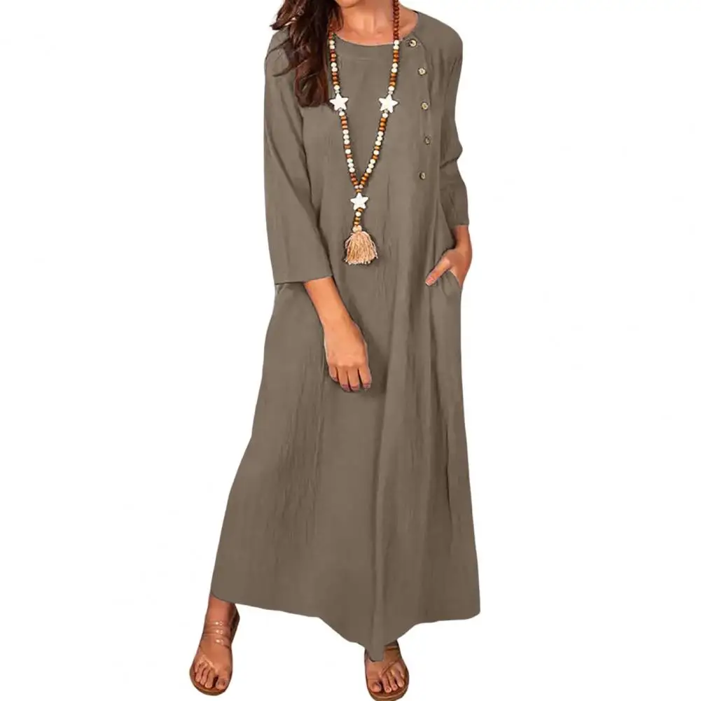 

Women Dress Pockets Retro Cotton Linen Dress Women Summer 2022 Casual Dresses Party Vestidos