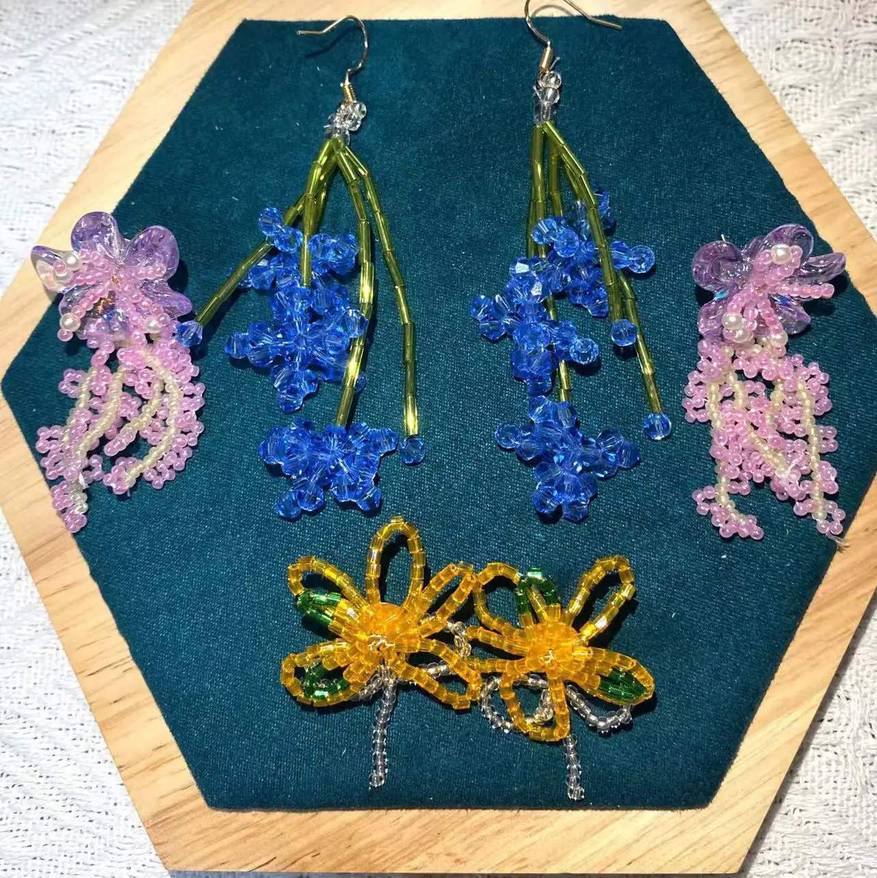 

Elegant Handmade Purple Beaded Flower Earrings for Woman Jewelry