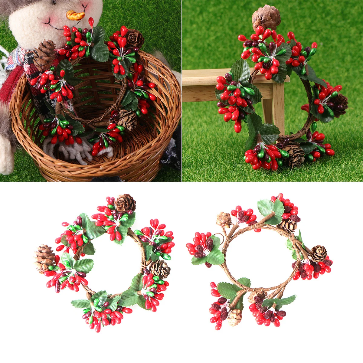 

Christmas Wreath Minired Wreaths Rings Berries Berry Artificialgarland Small Cabinets Fall Decorations Snowmencrafts Simulation