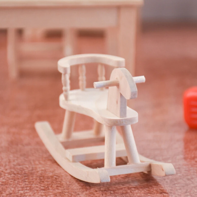 

1:12 Dollhouse Miniature Ornaments Mini Doll Toy Rocking Chair Model For Doll House Home Decor Accessories
