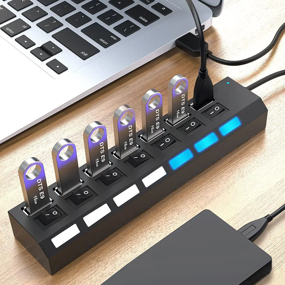 

For U Disk For Pc Computer For Laptop Plug And Play Usb 2.0 Hub For Audio System 4-port/7-port Splitter Pc Accessories