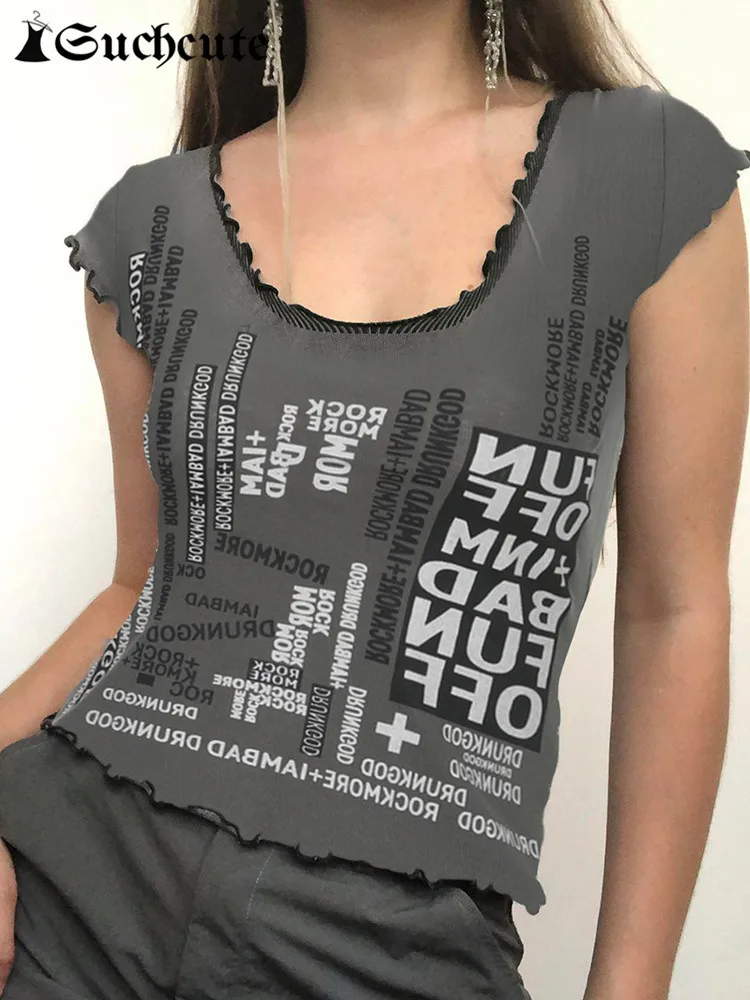 

Женский винтажный топ с буквенным принтом, без рукавов, с V-образным вырезом