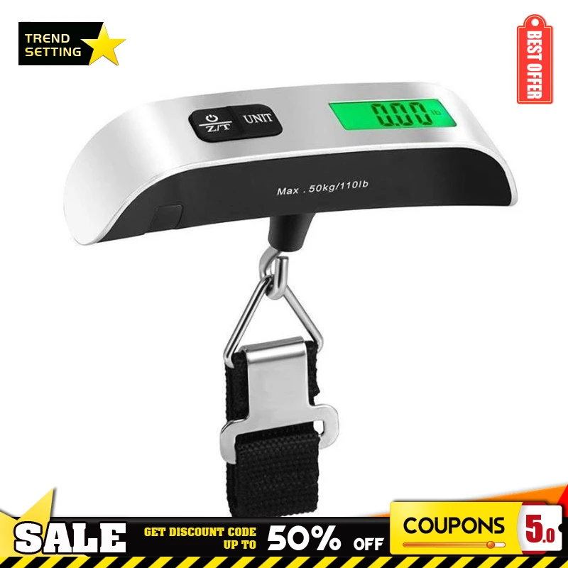 Portable Scale Digital LCD Display 110lb/50kg Electronic Luggage Hanging Suitcase Travel Weighs Baggage Bag Weight Balance Tool