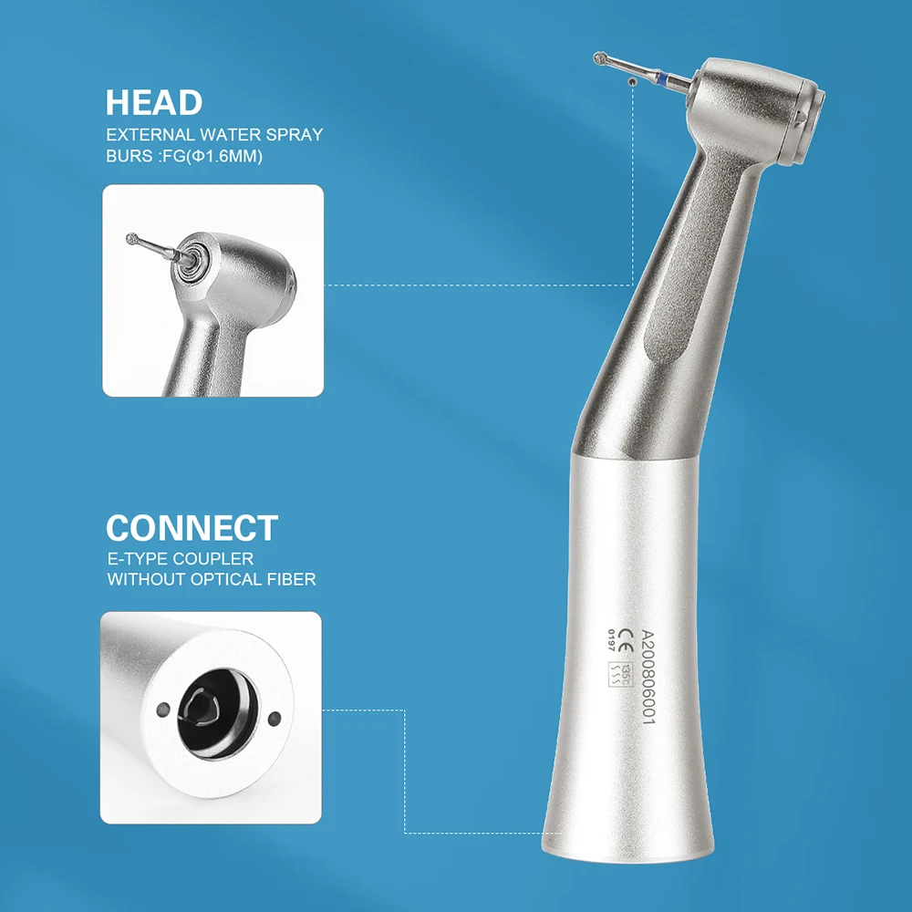 Dental Contra Angle Low Speed Handpiece for FG 1.6mm Burs 1:1 Direct Drive Max 20,000rpm Dentist Polishing Tools & Devices