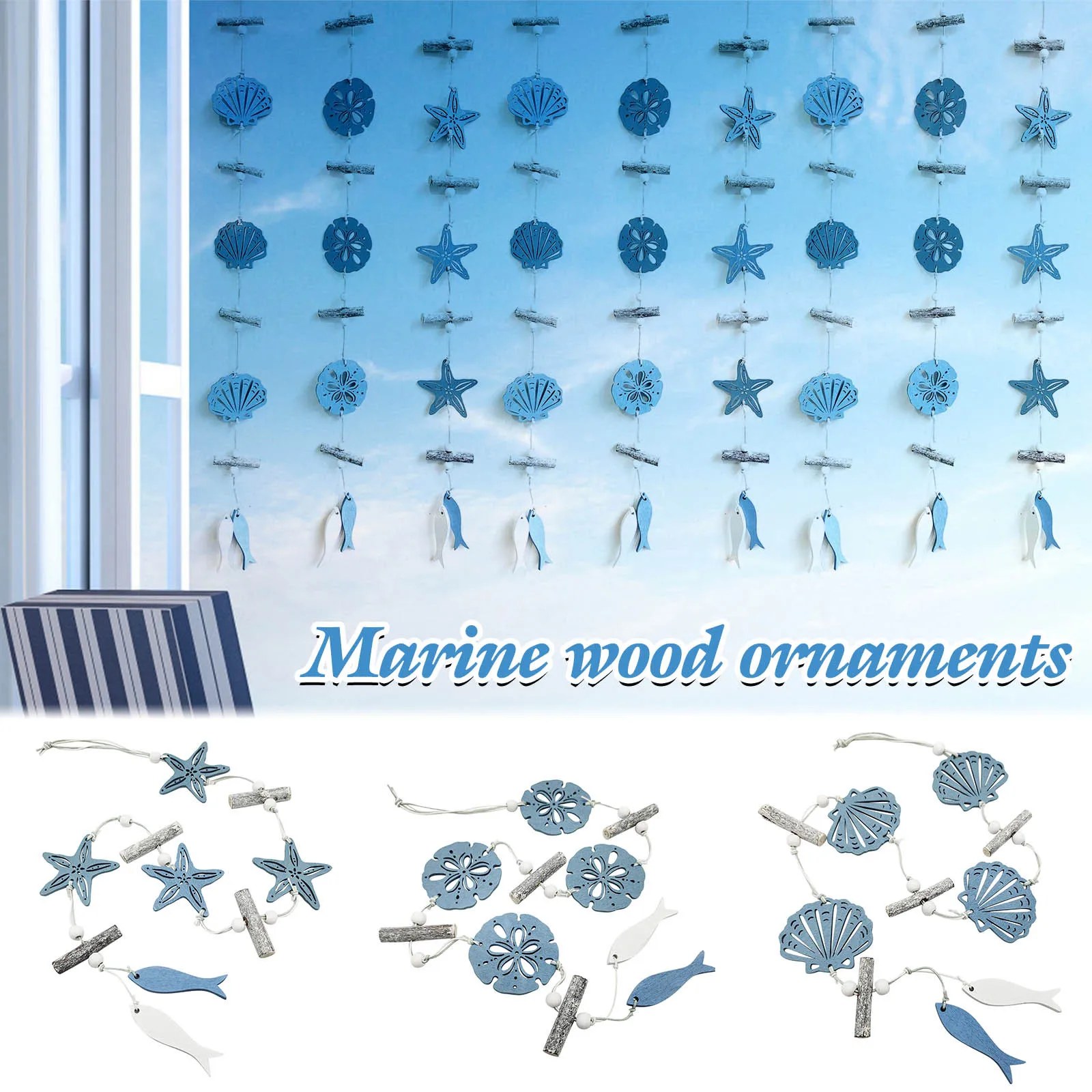 

Деревянные подвесные украшения в океаническом стиле, креативный домашний Настенный декор в средиземноморском стиле, украшение для комнаты...