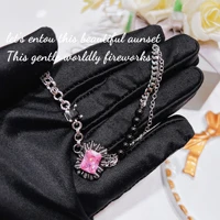 foydjew dark design romantic series black bead bracelets pink diamond bracelet chain 2022 new trend luxury jewelry for women