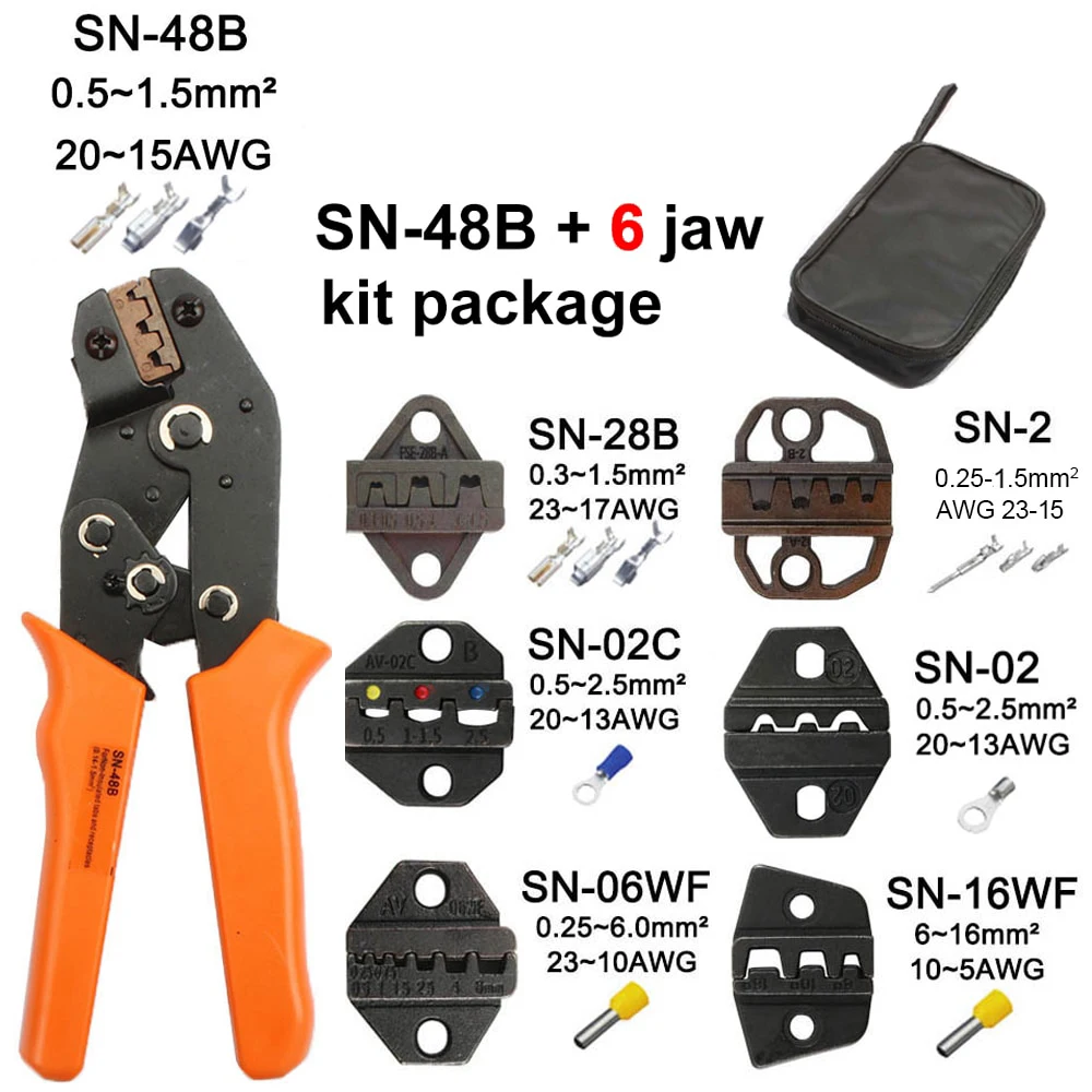 Обжимные щипцы, ручной инструмент для обжима проводов, 0,5-мм²