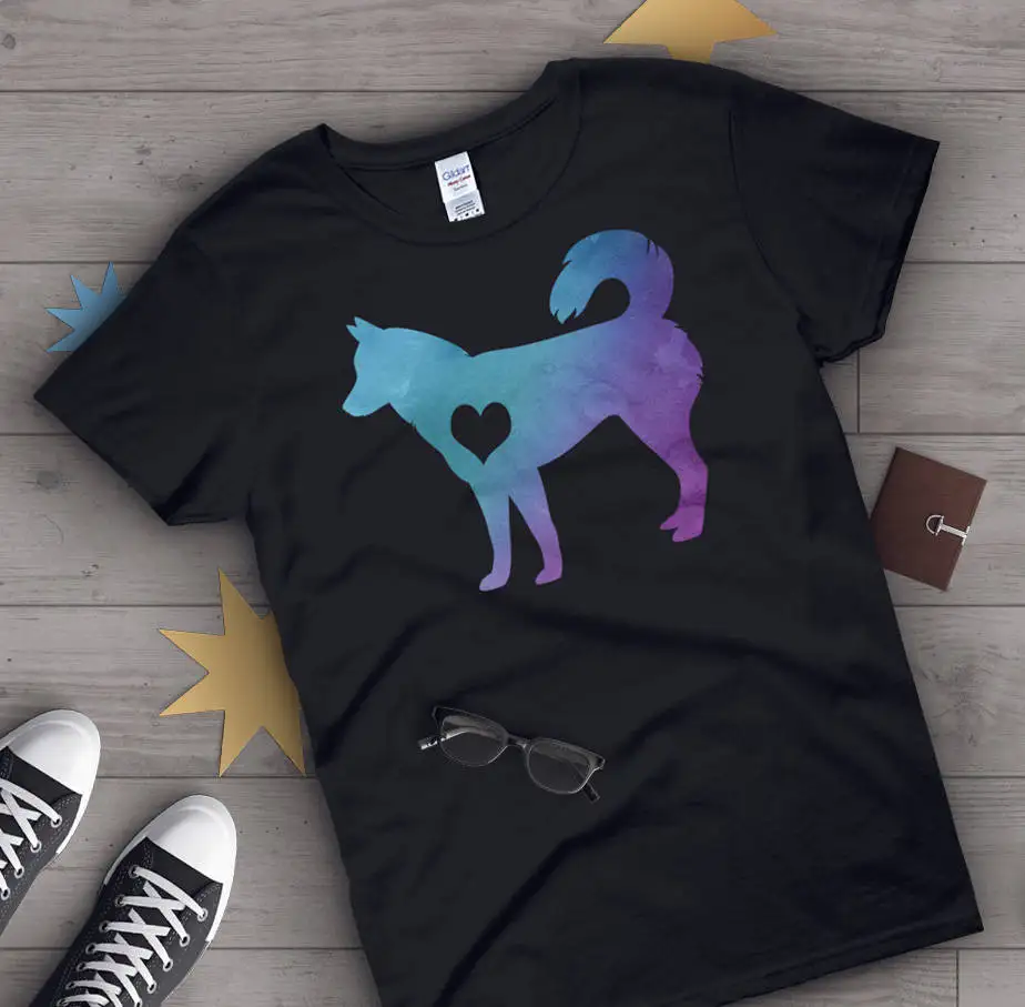 Футболка с хаски для любителей собак топы милым домашним животным Malamute Wolf