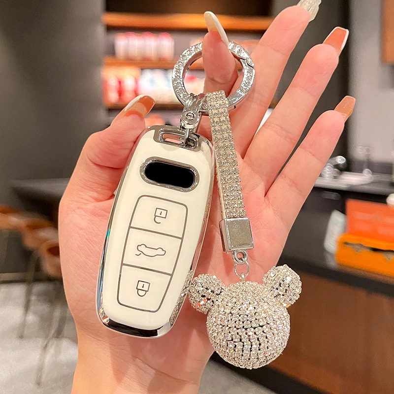 Белый ТПУ для Audi A6 A6L A7 A8 A8L A3 E-tron 55 Q7 Q8 C8 Чехол с дистанционным управлением