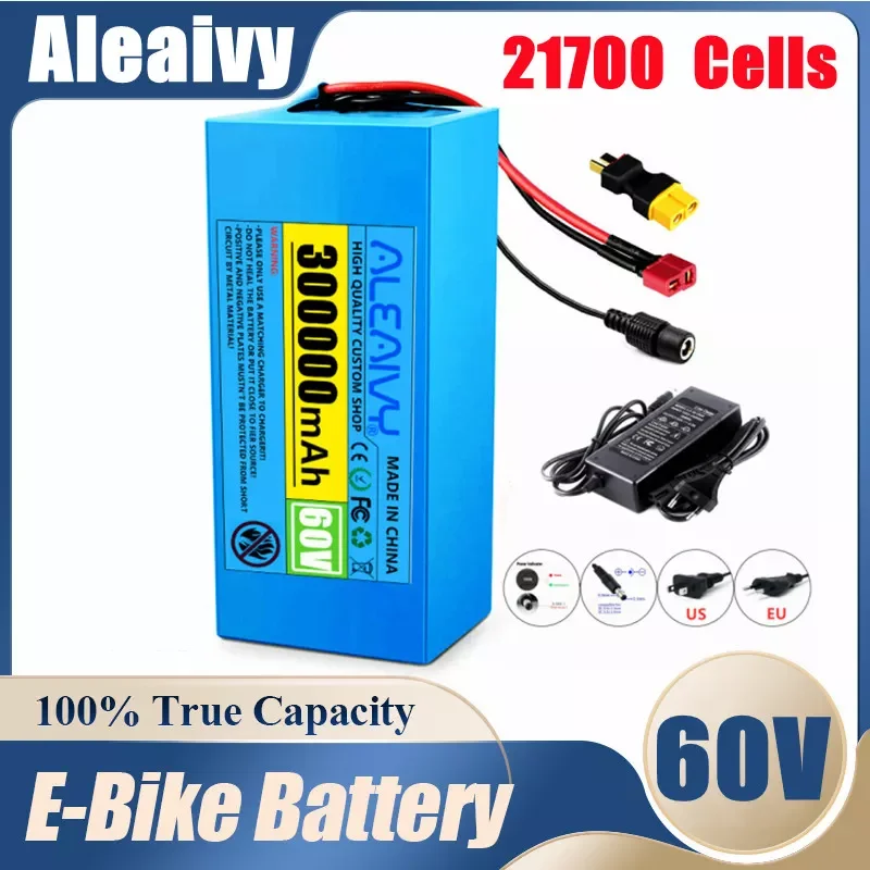 

Aleaivy 60v 20Ah 21700 16s4p Lithium Ion Li-ion Battery 67.2V 1000w 2000w Rechargeable Electric E Bike Bicycle Scooter Pack