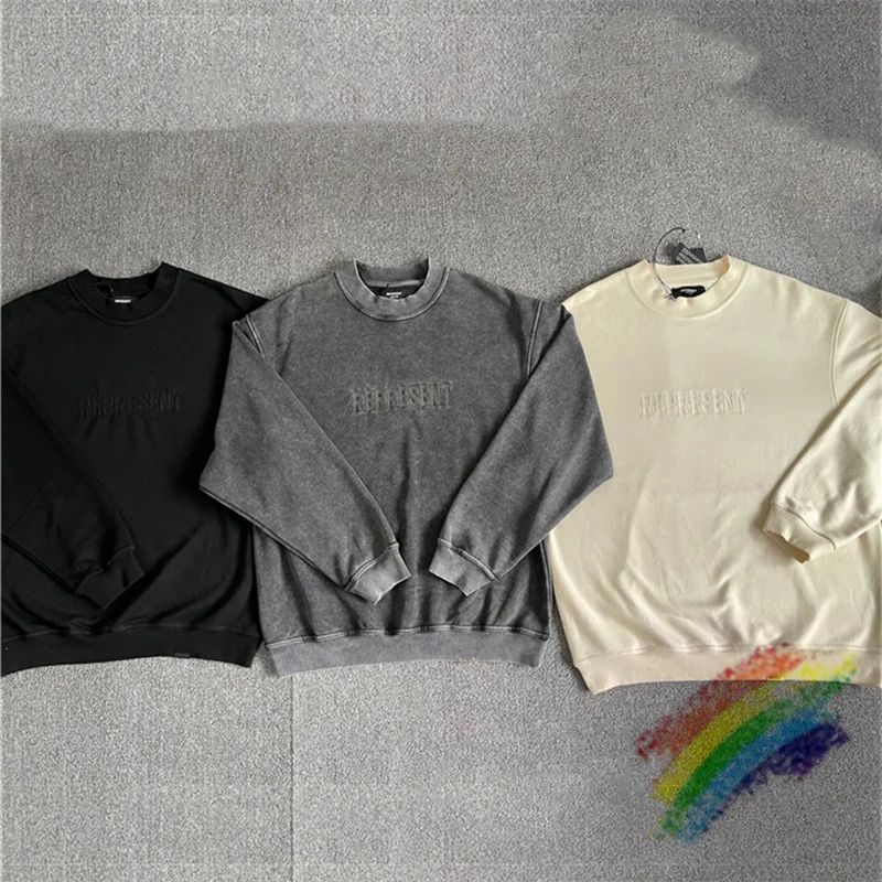

Vintage Grey Represent Sweatshirts Men Women 1:1 High Quality Chest Represent Embroidered Hoodie Oversized fit Pullovers