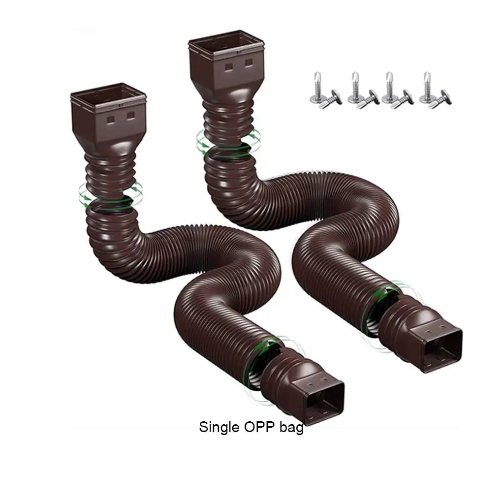 

Pack of 2 Rain Gutter Downspout Extension Flexible Drain Down Spout Extender Pipe Replacement Connector Spare Brown
