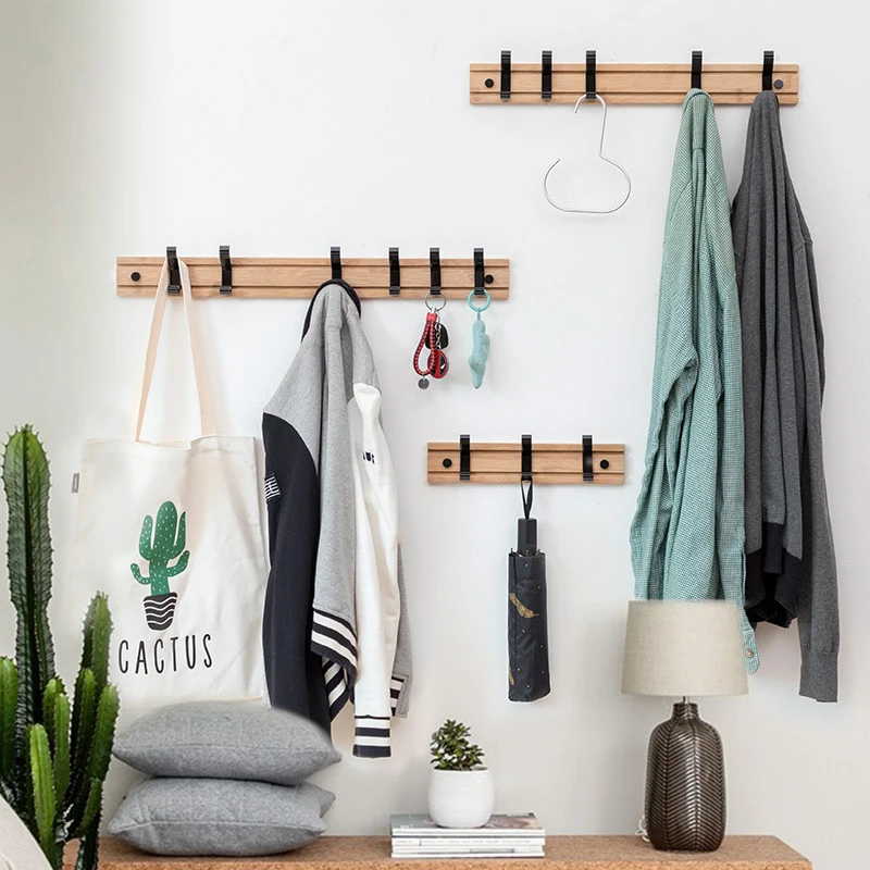 

Racks Brack Hook Decor Kitchen Hanging Coat Rack Wooden 3/4/5 Hanger Furniture Clothes Wall Mounted Hooks Home Folding Wall Hat