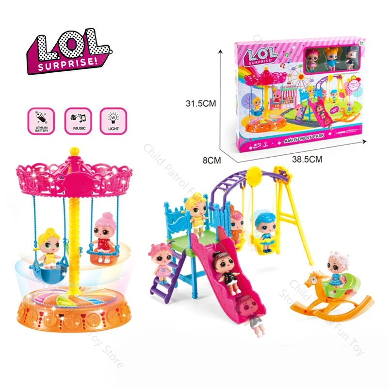 

Original LOL Surprise Dolls Toy Playground Carousel with Light Music Swing Doll Suit LOL Dolls Toys for Girls Birthday Gifts
