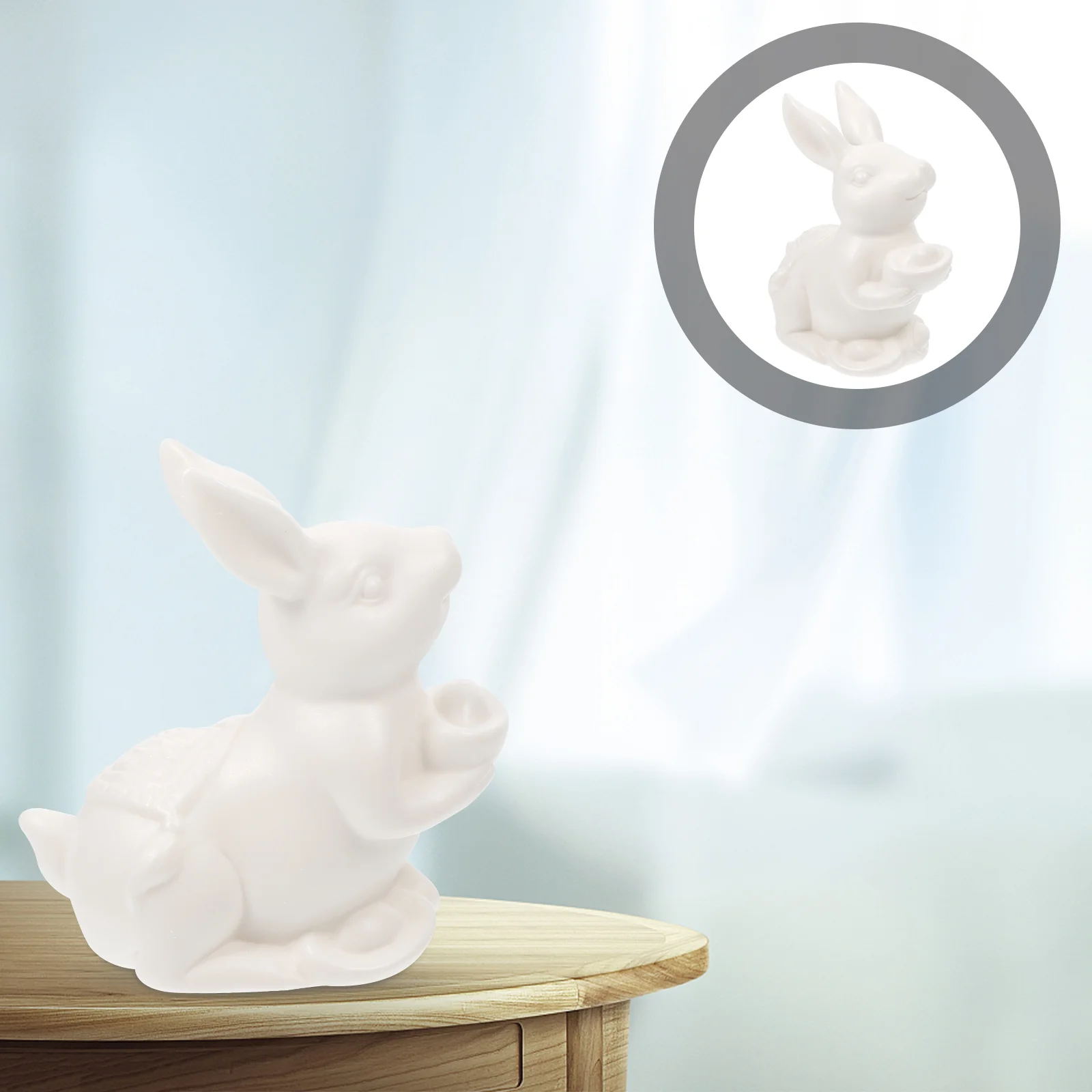 

Delicate Ceramic Bunny Decor Bunny Ornament Rabbit Ornament Desktop Decor Cartoon Rabbit Decor for Gift Option Home Decor