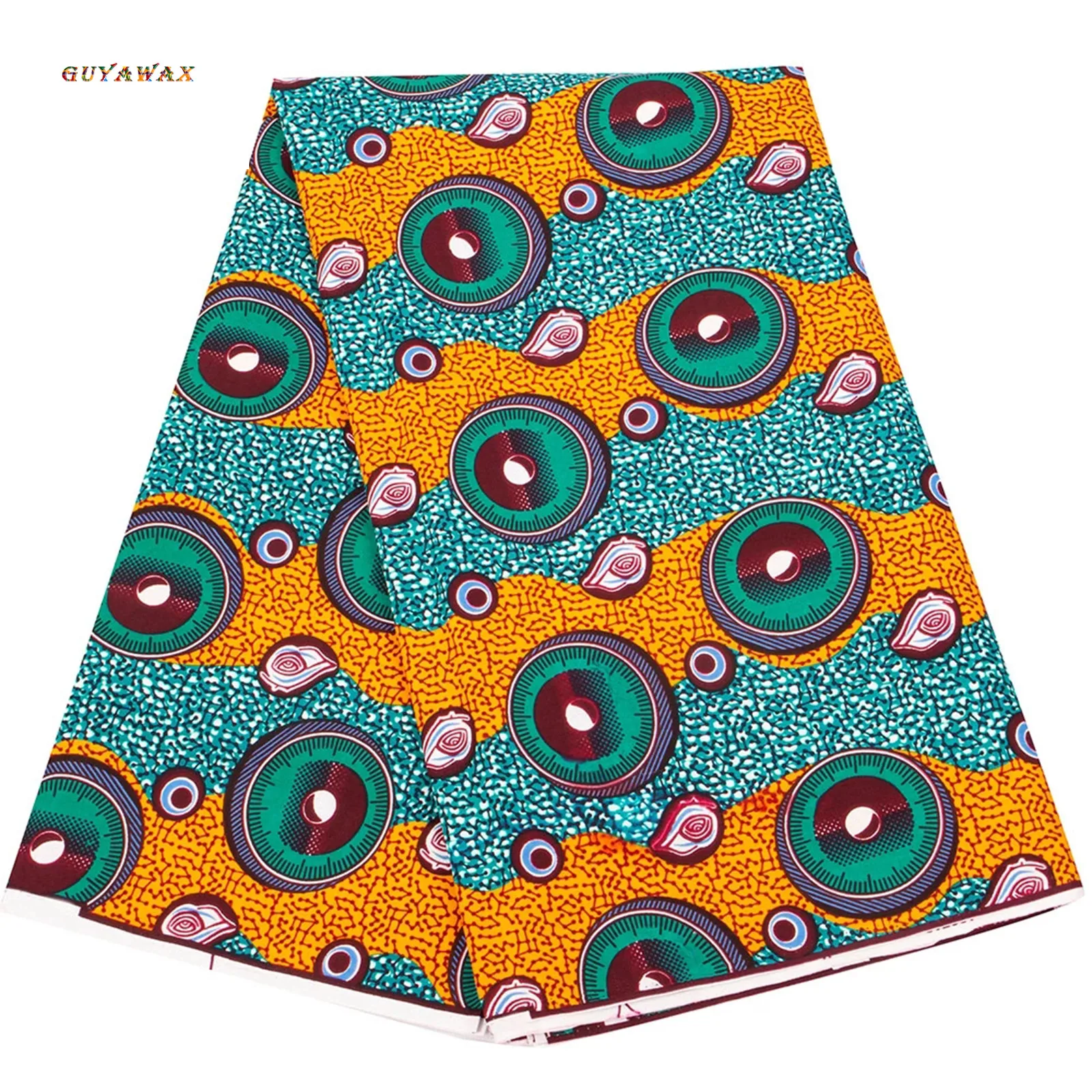 

Ткань из Анкары с круглым рисунком, мягкая хлопковая ткань с восковым принтом, оригинальная африканская нигерийская восковая ткань, 6 ярдов,...