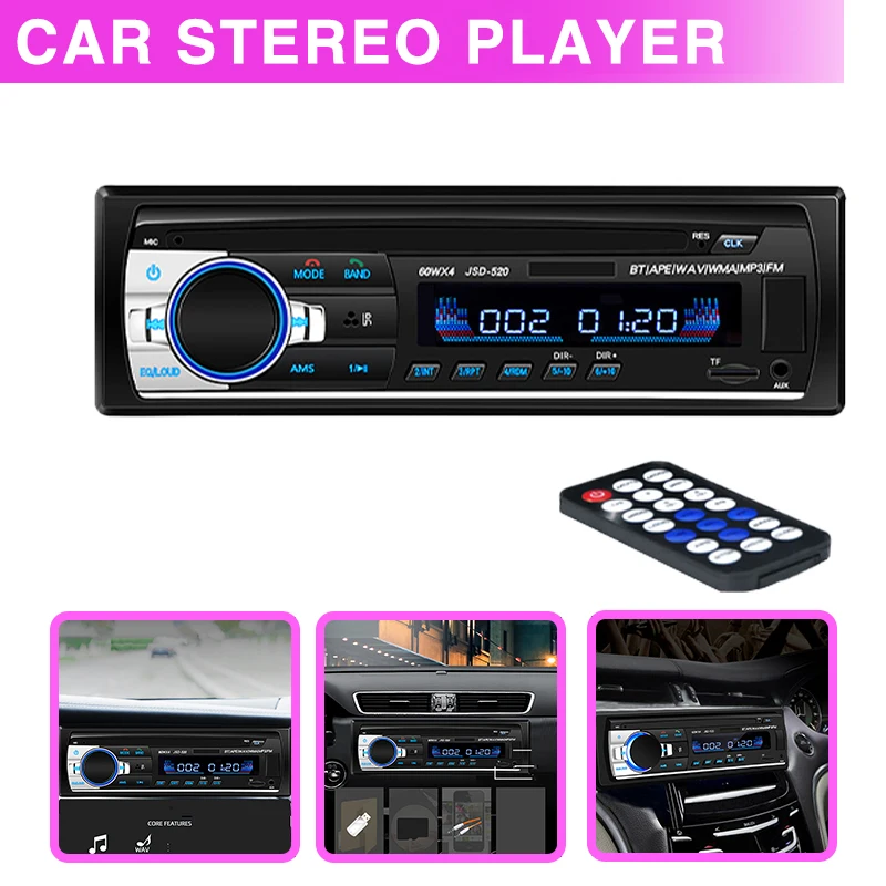 

1pc 12V Car Radio In-Dash MP3 Player Bluetooth-compatible Stereo Audio Players FM/USB/SD/AUX With Remote Control