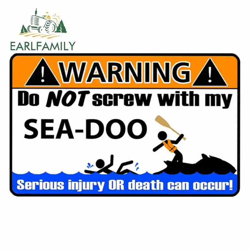 

EARLFAMILY 13cm x 8.3cm for No Not Screw with My Seadoo Cartoon Waterproof Personality Car Stickers Decal for Bumper Surfboard