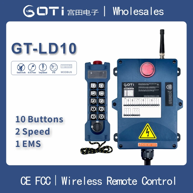 

Wholesales Industrial Remote Control F24-10D GT-LD10 Alternative220V 380V 18-65V65-440V 10 Button Double Speed for Hoist Crane