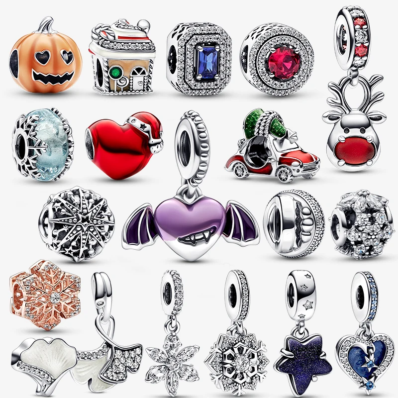 

2022 Winter 925 Sterling Silver Christmas Tree Bead Santa Claus Dangle Fit Original Bracelet Women DIY O Pendant Charms Jewelry